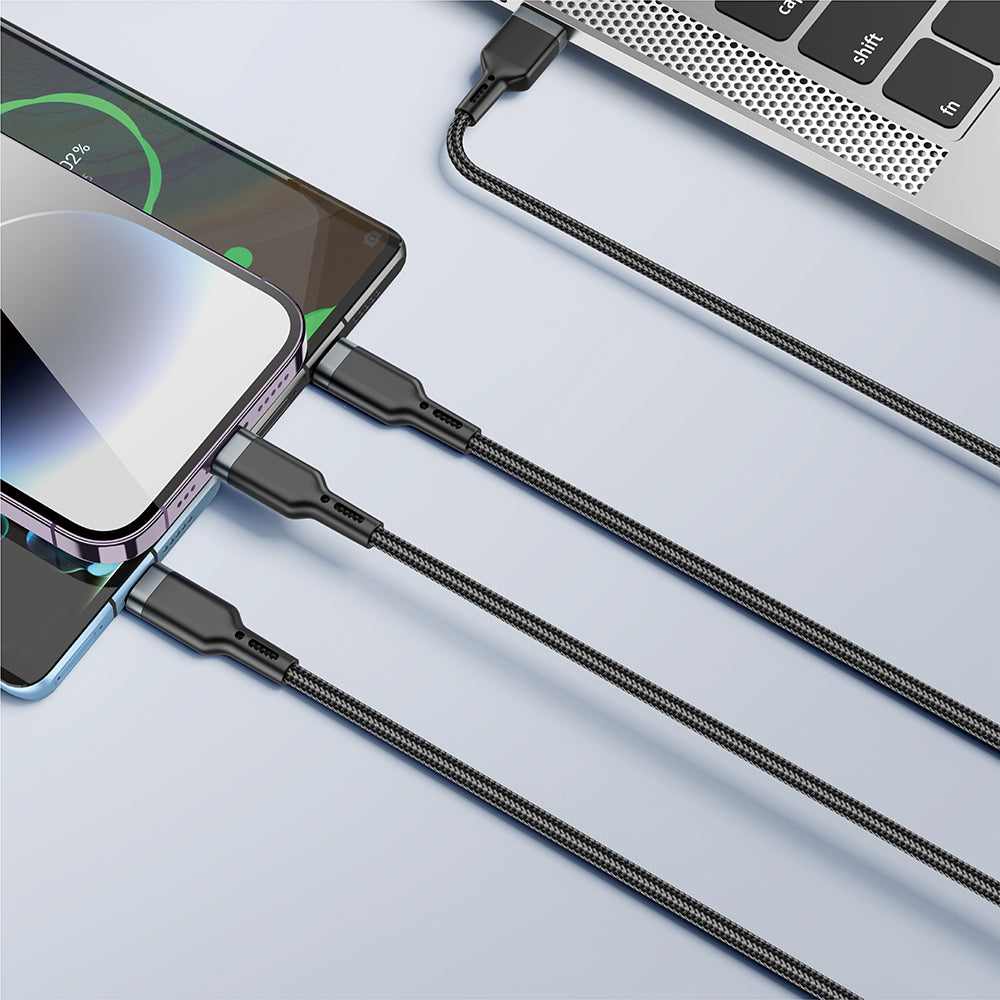 Wiwu Wi-C014 Platinum Serisi 3in1 USB-A to Lightning – Type-C – Micro Şarj ve Data Kablosu 3.1A 1.2m Wiwu Wi-C014 Platinum Serisi 3in1 USB-A to Lightning – Type-C – Micro Şarj ve Data Kablosu 3.1A 1.2m